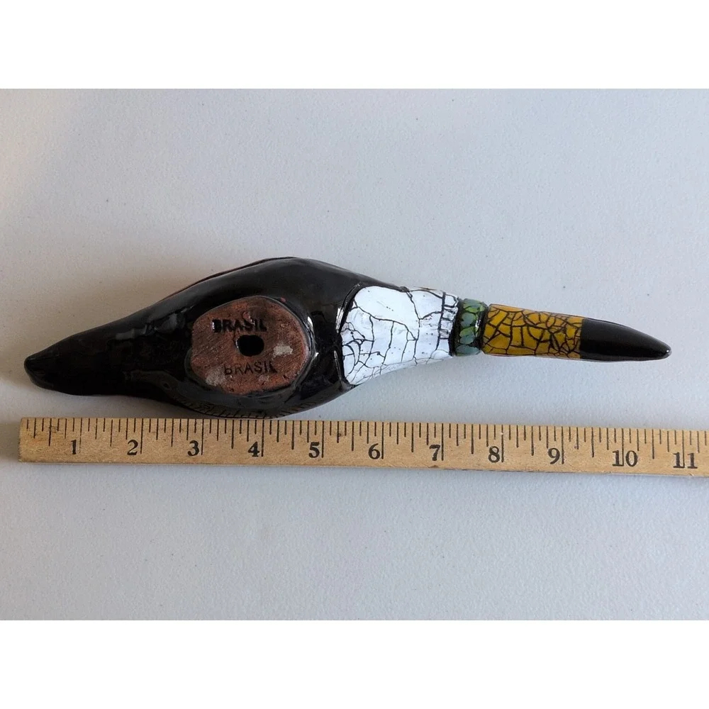 Vintage Multicolored Brazilian Ceramic Toucan Wall Hanger 11